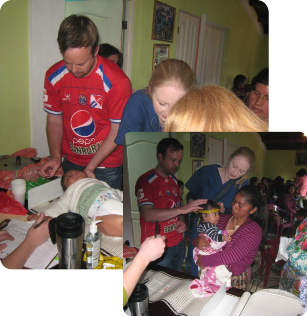 A collage of two images showing doctors volunteering their help