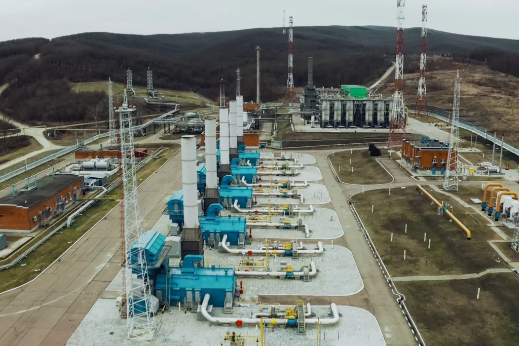 Gas compressors at a natural gas facility