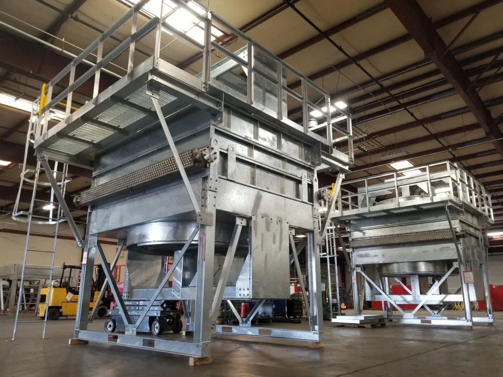 Two lube oil cooler units staged for shipping