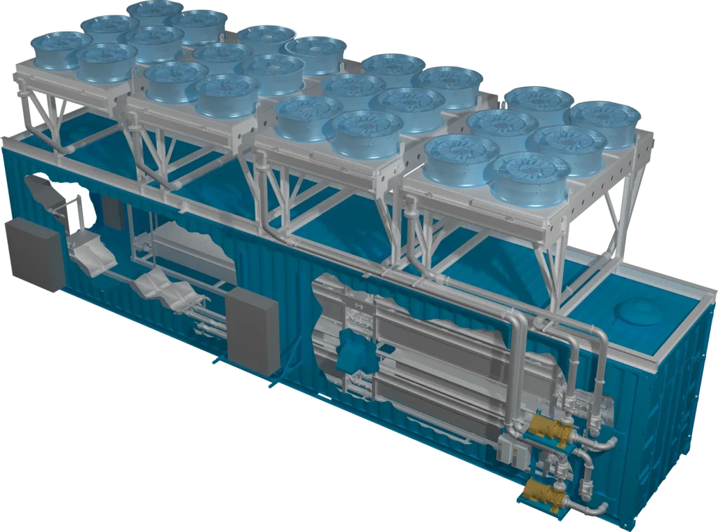 Turnkey hybrid cooling solution that is containerized